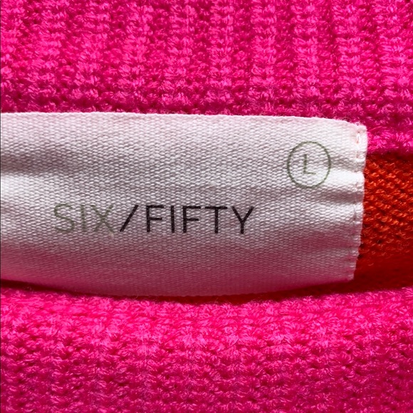 SIX/FIFTY 650 SIX FIFTY | LARGE WOMEN'S 2 TONE SWEATER | PINK ORANGE - Picture 2 of 10